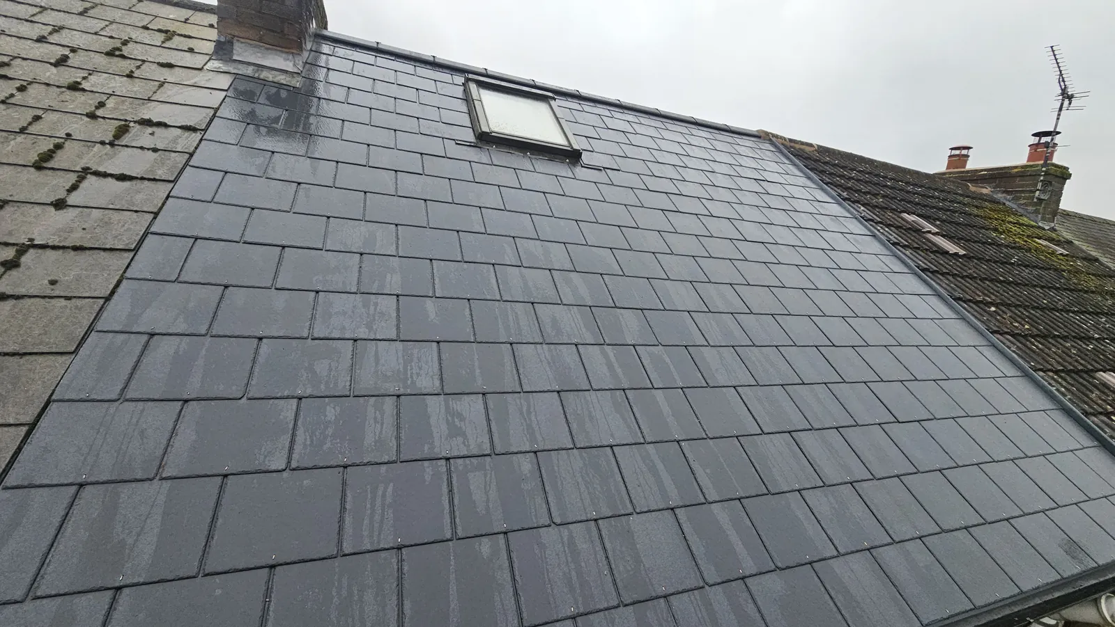 Tiled roof close-up showing neat coursing