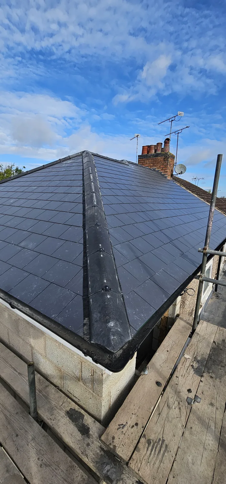 Tiled roof with new flashing